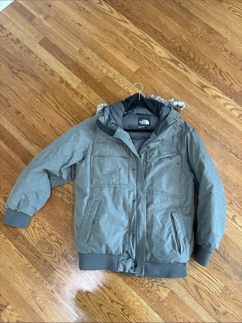 The North Face Gotham II Men’s Gray Down Parka Faux Fur Hood